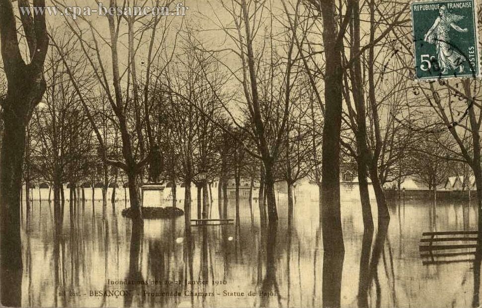 Inondations des 20-21 Janvier 1910 - 18 bis. - BESANÇON. - Promenade Chamars - Statue de Pajol